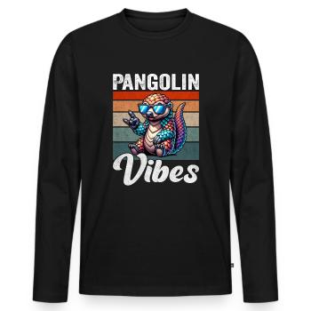 Pangolin Vibes Conservationist Pangolin Fan - Men's Premium Organic Long Sleeve Shirt - black - Front - Nico (187cm)