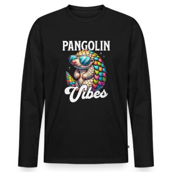 Pangolin Vibes Conservationist Pangolin Fan - Men's Premium Organic Long Sleeve Shirt - black - Front - Nico (187cm)