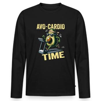Avo-Cardio Time Fitness Vegan Avocardio Avocado - Men's Premium Organic Long Sleeve Shirt - black - Front - Nico (187cm)