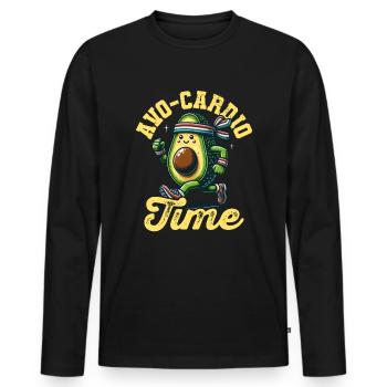 Avo-Cardio Time Fitness Vegan Avocardio Avocado - Men's Premium Organic Long Sleeve Shirt - black - Front - Nico (187cm)
