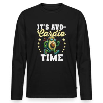 It's Avo-Cardio Time Gym Vegan Avocardio Avocado - Männer Premium Bio Langarmshirt - Schwarz - Vorne - Nico (187cm)