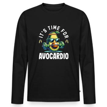 It's Time For Avocardio Gym Fitness Vegan Avocado - Männer Premium Bio Langarmshirt - Schwarz - Vorne - Nico (187cm)