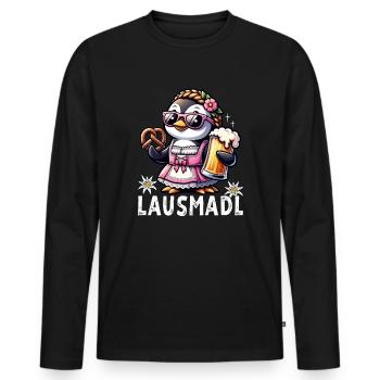 Lausmadl Madl Dirndl Ersatz Penguin Trachtenshirt - T-shirt manches longues Premium bio Homme - noir - Devant - Nico (187cm)
