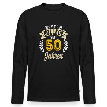 50th Anniversary Company Anniversary Gift - Men's Premium Organic Long Sleeve Shirt - black - Front - Nico (187cm)