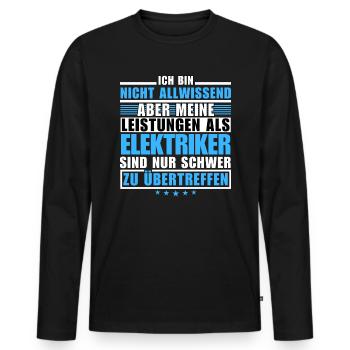 Unmatched performance as an electrician - Men's Premium Organic Long Sleeve Shirt - black - Front - Nico (187cm)