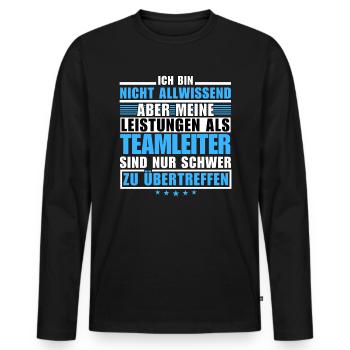 Unübertroffene Leistung als Teamleiter - Männer Premium Bio Langarmshirt - Schwarz - Vorne - Nico (187cm)