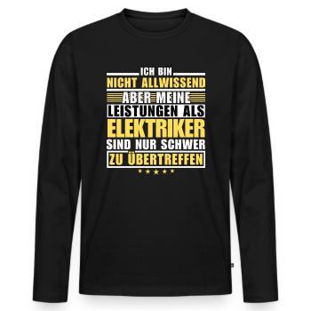 Unmatched performance as an electrician - Men's Premium Organic Long Sleeve Shirt - black - Front - Nico (187cm)