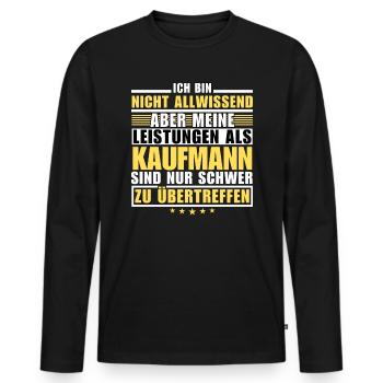 Unübertroffene Leistung als Kaufmann - Männer Premium Bio Langarmshirt - Schwarz - Vorne - Nico (187cm)