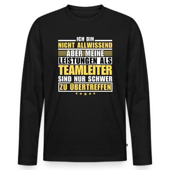 Unübertroffene Leistung als Teamleiter - Männer Premium Bio Langarmshirt - Schwarz - Vorne - Nico (187cm)