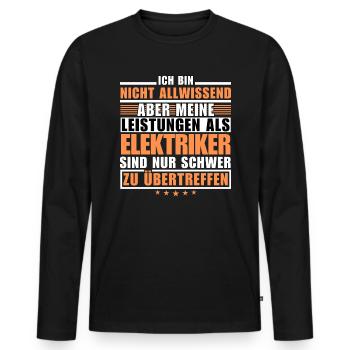 Unmatched performance as an electrician - Men's Premium Organic Long Sleeve Shirt - black - Front - Nico (187cm)