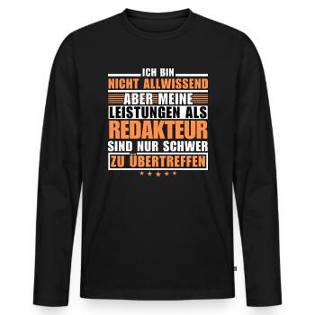 Unübertroffene Leistung als Redakteur - Männer Premium Bio Langarmshirt - Schwarz - Vorne - Nico (187cm)