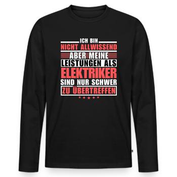 Unmatched performance as an electrician - Men's Premium Organic Long Sleeve Shirt - black - Front - Nico (187cm)
