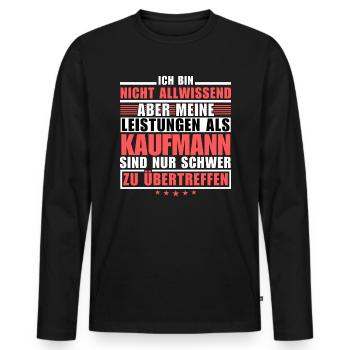 Unübertroffene Leistung als Kaufmann - Männer Premium Bio Langarmshirt - Schwarz - Vorne - Nico (187cm)