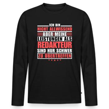 Des performances inégalées en tant qu’éditeur - T-shirt manches longues Premium bio Homme - noir - Devant - Nico (187cm)