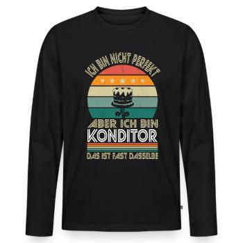 Ich bin nicht perfekt aber ich bin Konditor - Männer Premium Bio Langarmshirt - Schwarz - Vorne - Nico (187cm)