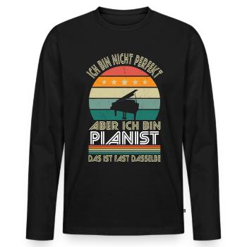 Je ne suis pas parfait, mais je suis pianiste - T-shirt manches longues Premium bio Homme - noir - Devant - Nico (187cm)