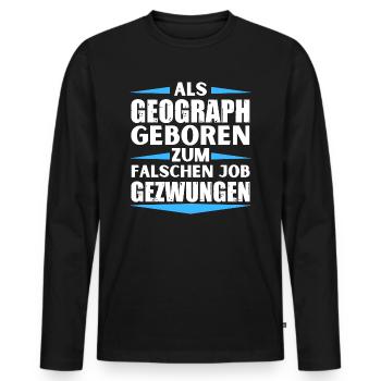 Le géographe s’est trompé de poste - T-shirt manches longues Premium bio Homme - noir - Devant - Nico (187cm)