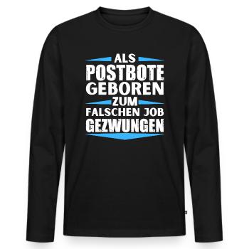 Postbote im falschen Job gelandet - Männer Premium Bio Langarmshirt - Schwarz - Vorne - Nico (187cm)
