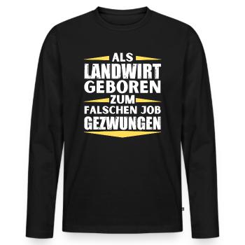 Un agriculteur a décroché le mauvais emploi - T-shirt manches longues Premium bio Homme - noir - Devant - Nico (187cm)