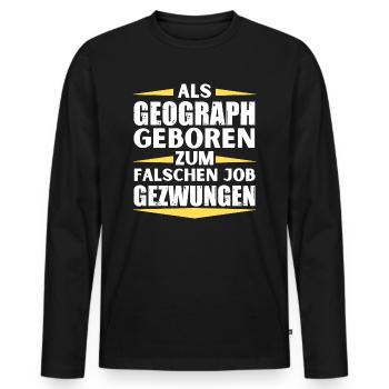 Le géographe s’est trompé de poste - T-shirt manches longues Premium bio Homme - noir - Devant - Nico (187cm)