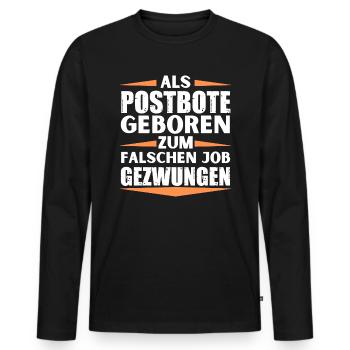 Postbote im falschen Job gelandet - Männer Premium Bio Langarmshirt - Schwarz - Vorne - Nico (187cm)