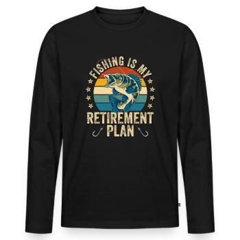 La pêche, c’est mon plan de retraite Pêche sportive Pêcheur - T-shirt manches longues Premium bio Homme - noir - Devant - Nico (187cm)