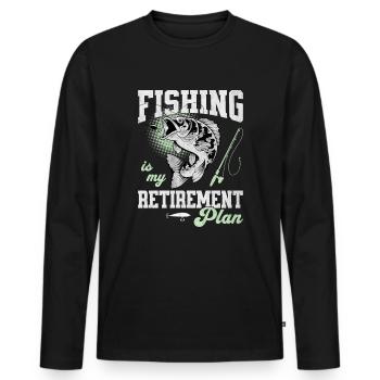 Fishing Is My Retirement Plan Sportfischer Angler - Men's Premium Organic Long Sleeve Shirt - black - Front - Nico (187cm)
