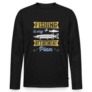 Fishing Is My Retirement Plan Sportfischer Angler - Men's Premium Organic Long Sleeve Shirt - black - Front - Nico (187cm)