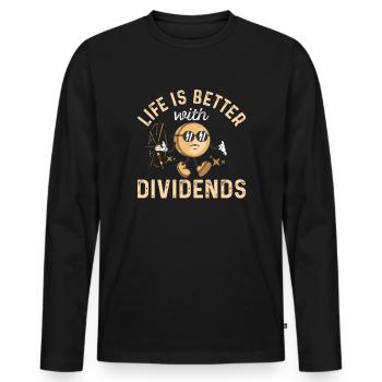 Life is better with Dividends Dividenden Investor - Men's Premium Organic Long Sleeve Shirt - black - Front - Nico (187cm)