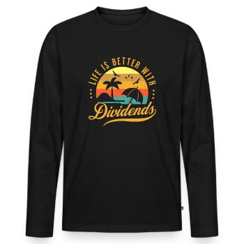Life is better with Dividends Dividenden Investor - Men's Premium Organic Long Sleeve Shirt - black - Front - Nico (187cm)