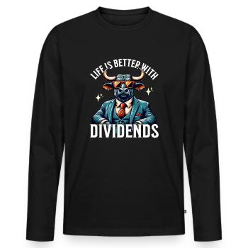 Life is better with Dividends Dividenden Investor - Men's Premium Organic Long Sleeve Shirt - black - Front - Nico (187cm)