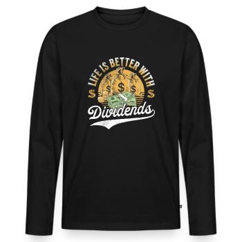 Life is better with Dividends Dividenden Investor - Men's Premium Organic Long Sleeve Shirt - black - Front - Nico (187cm)