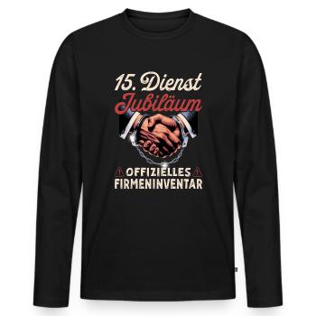15 Year Anniversary Company Anniversary Gift - Men's Premium Organic Long Sleeve Shirt - black - Front - Nico (187cm)