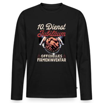10 Year Anniversary Company Anniversary Gift - Men's Premium Organic Long Sleeve Shirt - black - Front - Nico (187cm)