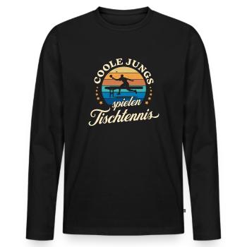 Coole Jungs spielen Tischtennis Retro Ping Pong - Männer Premium Bio Langarmshirt - Schwarz - Vorne - Nico (187cm)