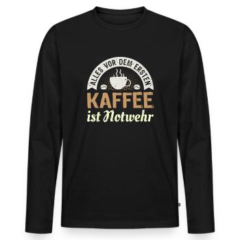 Everything before the first coffee is self-defense coffee - Men's Premium Organic Long Sleeve Shirt - black - Front - Nico (187cm)