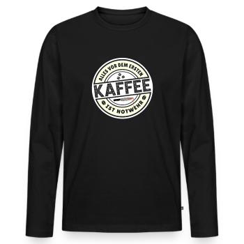 Everything before the first coffee is self-defense coffee - Men's Premium Organic Long Sleeve Shirt - black - Front - Nico (187cm)