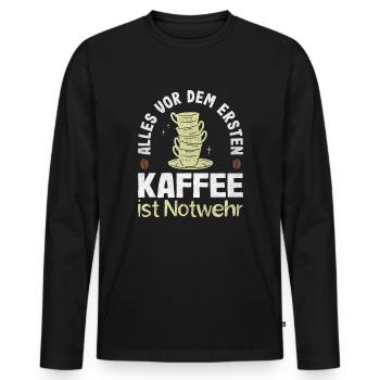 Everything before the first coffee is self-defense coffee - Men's Premium Organic Long Sleeve Shirt - black - Front - Nico (187cm)