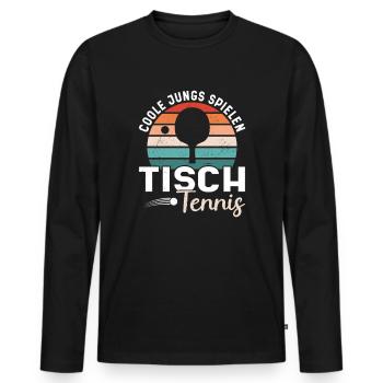 Coole Jungs spielen Tischtennis Retro Ping Pong - Männer Premium Bio Langarmshirt - Schwarz - Vorne - Nico (187cm)