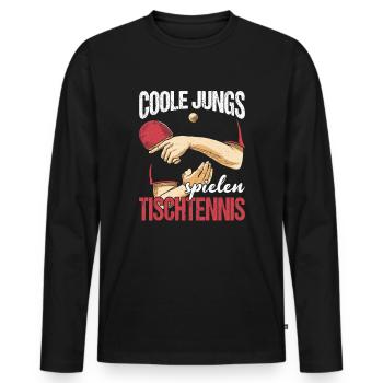 Coole Jungs spielen Tischtennis lustiges Ping Pong - Männer Premium Bio Langarmshirt - Schwarz - Vorne - Nico (187cm)