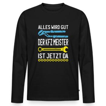 Everything will be fine, master mechanic is here - Men's Premium Organic Long Sleeve Shirt - black - Front - Nico (187cm)