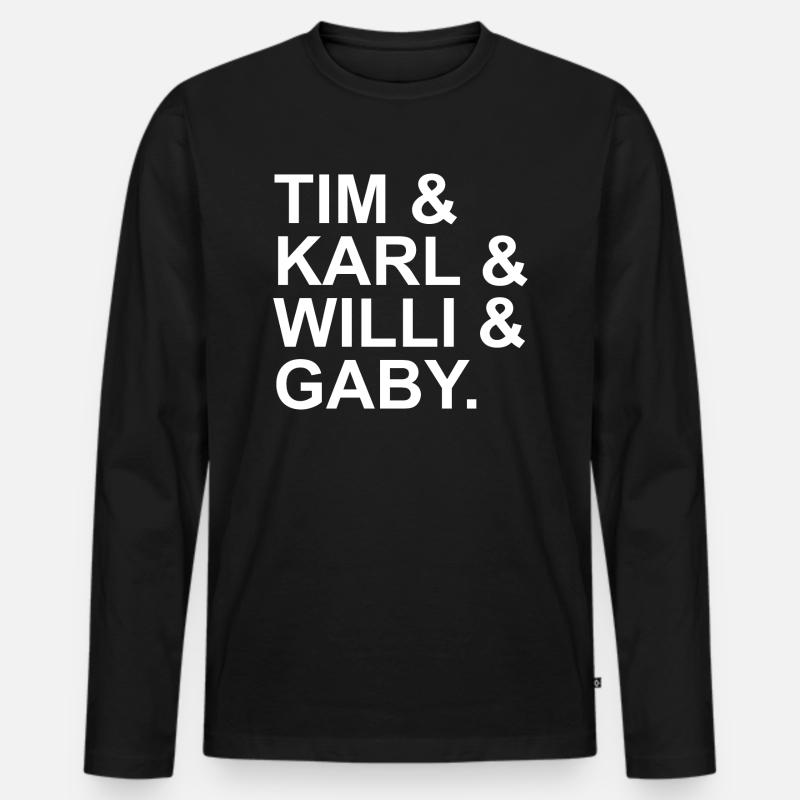 TKKG Namen Tim & Karl & Willi & Gaby Typographie - Männer Premium Bio Langarmshirt - Schwarz