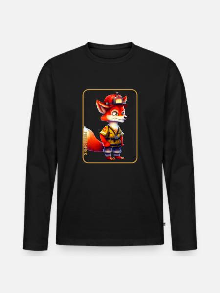 Firefighter, fox lover - Men's Premium Organic Long Sleeve Shirt - black