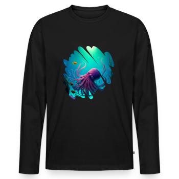 Ocean animals, octopus - Men's Premium Organic Long Sleeve Shirt - black - Front - Nico (187cm)