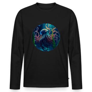 Ocean animals, octopus - Men's Premium Organic Long Sleeve Shirt - black - Front - Nico (187cm)