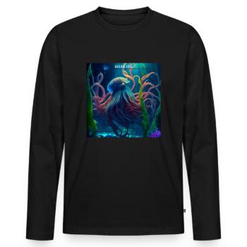 Ocean animals, angry octopus - Men's Premium Organic Long Sleeve Shirt - black - Front - Nico (187cm)