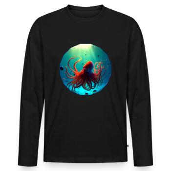 Ocean animals, beautiful octopus - Men's Premium Organic Long Sleeve Shirt - black - Front - Nico (187cm)