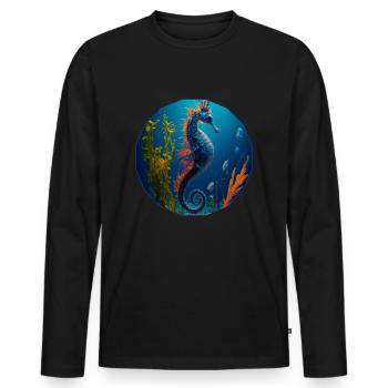 Fantasy Ocean, sous l’eau - T-shirt manches longues Premium bio Homme - noir - Devant - Nico (187cm)