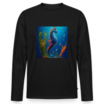 La vie sous l’eau - T-shirt manches longues Premium bio Homme - noir - Devant - Nico (187cm)