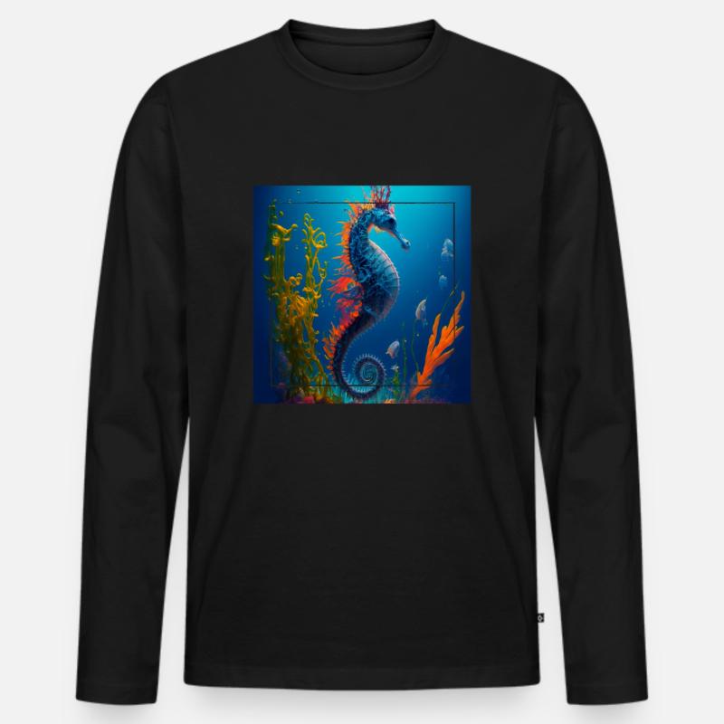 Leben unter Wasser - Männer Premium Bio Langarmshirt - Schwarz